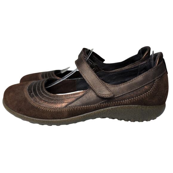 Naot Kirie Copper Mary Jane Comfort Brown Suede Flats 8.5/EU 39 Comfort Walking - Picture 2 of 7